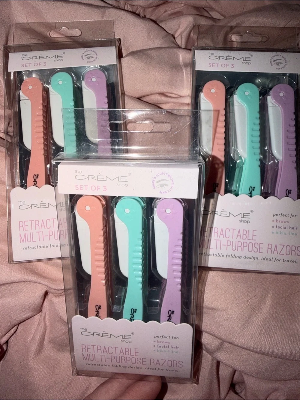 Retractable Multi-Purpose Razors - Pastel Peach, Mint & Lavender (Set of 3)